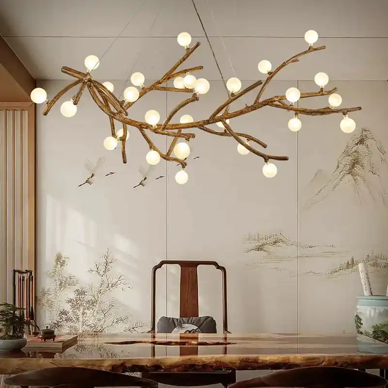 vintage resin chandelier with LED tree branches