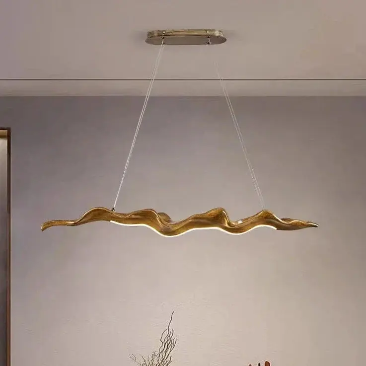 Vintage Chandelier Resin Leaf Dimmable Lights With RC