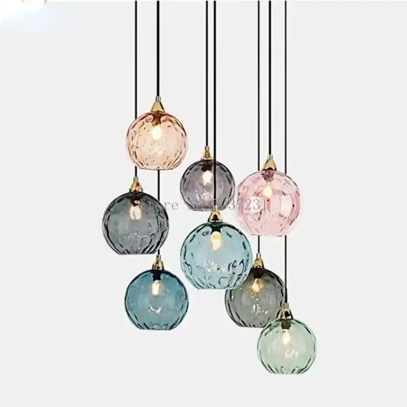 modern Nordic stained glass chandelier water ripple
