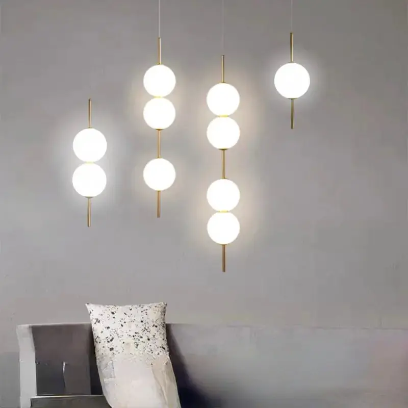 Glass ball pendant for bedside lamp, hanging light, ceiling chandeliers, modern lighting, entrance decoration, LED fixture