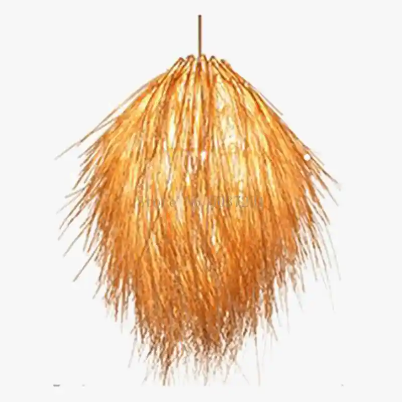 rattan woven bamboo straw hat chandelier pastoral room decor lamp