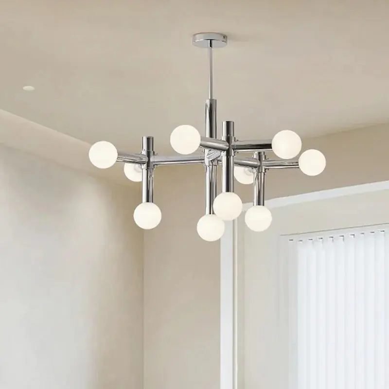 chrome metal designer style art deco chandelier