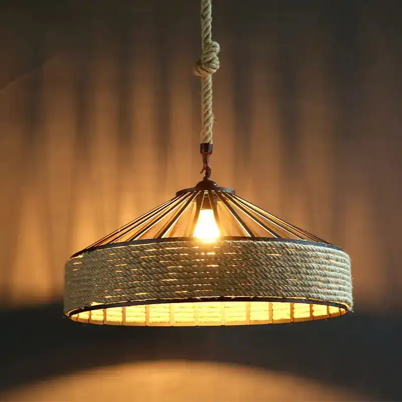 American Industrial Iron Rope Loft Creative Chandelier Headlight Restaurant Bar Cafe Light Dining Room Pendant Drop Light