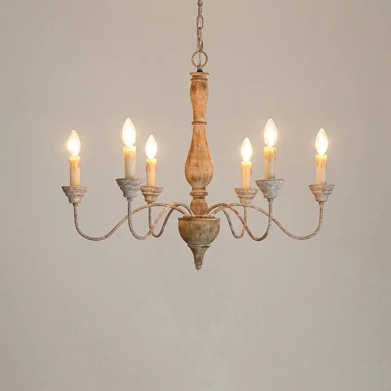 American Rural Vintage Style Wooden Chandelier Living Room Dining Room Bedroom Pendant Light Cafe Clothing Store Ceiling Light