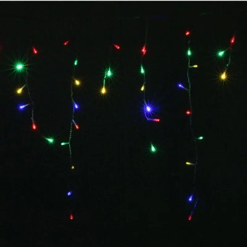 Guirlande Rideau 180LED IP44 1M80 8 fonctions + timer, Câble transparent - Multicolore