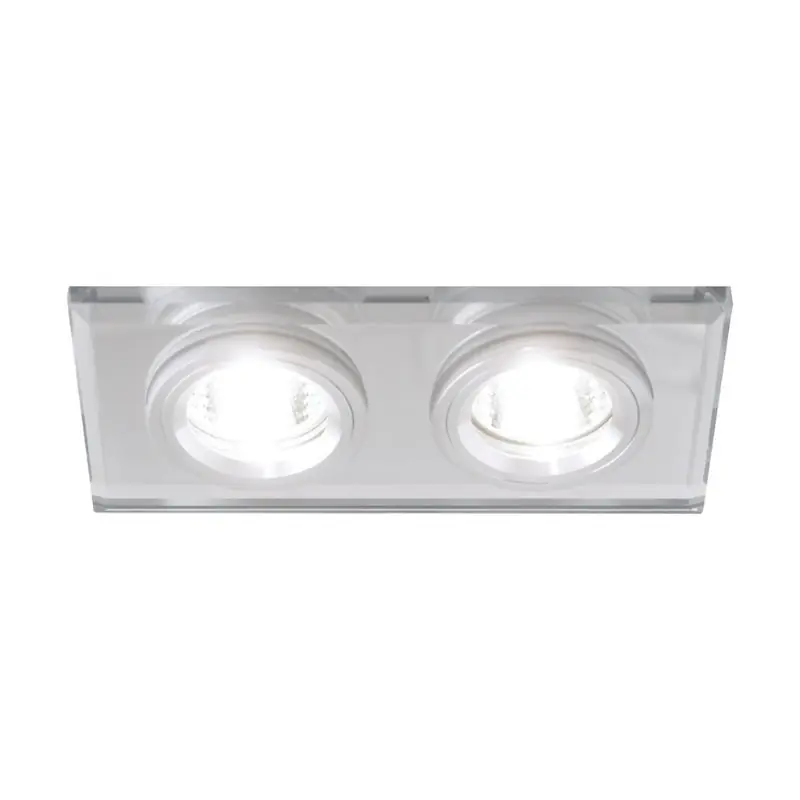 Support Double Encastrable Verre et Chrome pour Ampoule LED GU10 + Douille