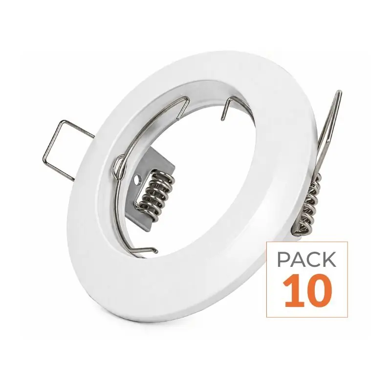 Support Spot GU10 LED Rond BLANC - Pack de 10