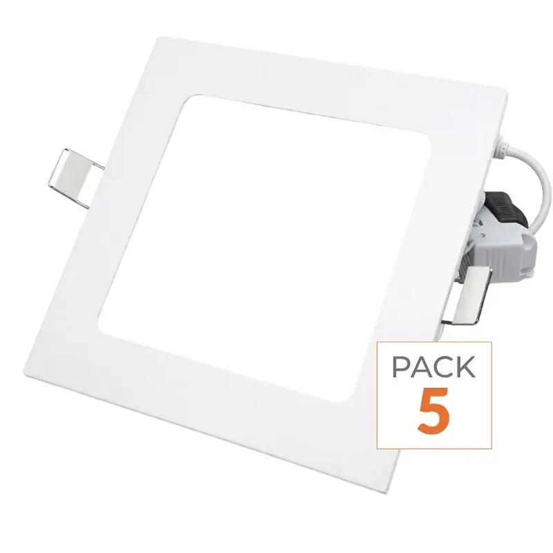 Spot LED Extra Plat Carré BLANC 24W - Pack de 5
