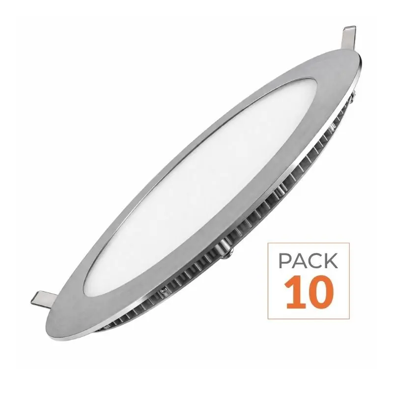 Downlight Dalle LED Extra Plate Ronde ALU 18W - Pack de 10