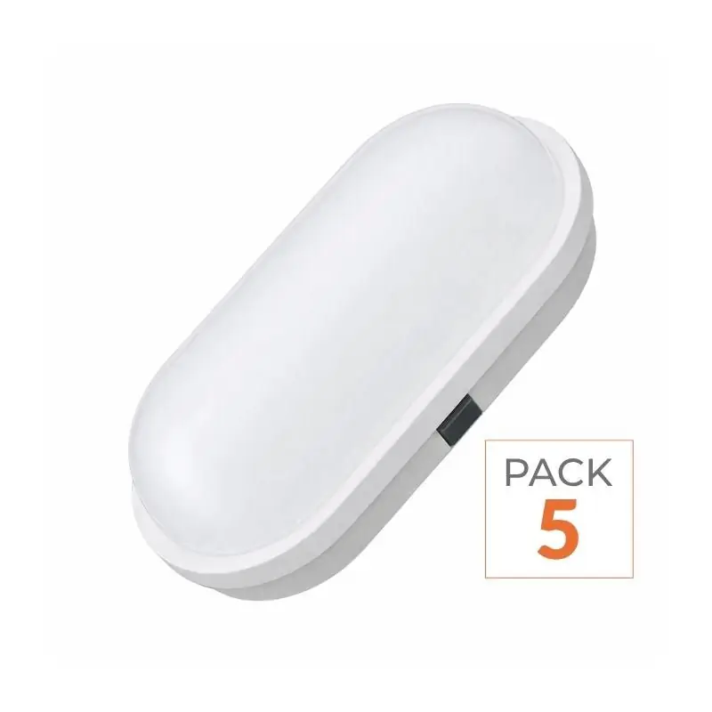 Applique LED Murale 20W Blanche Ovale IP65 - Pack de 5