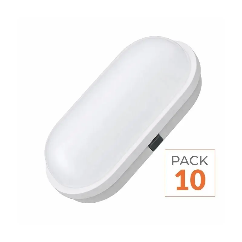 Applique LED Murale 20W Blanche Ovale IP65 - Pack de 10