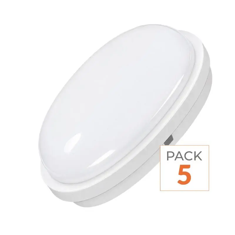 Applique LED Murale 20W Blanche Hublot Ronde IP65 - Pack de 5