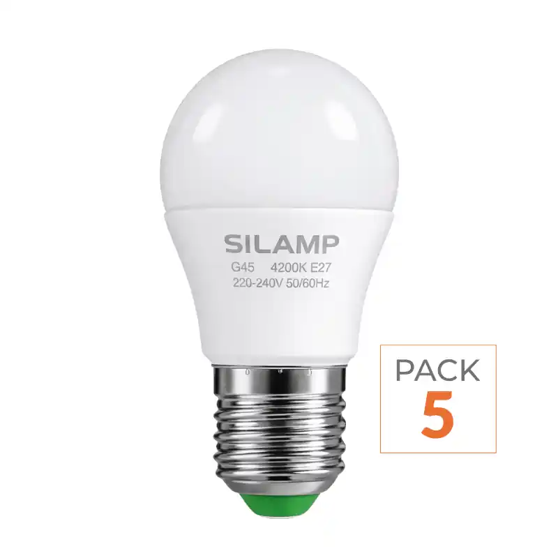 Ampoule LED E27 6W 220V G45 220° - Pack de 5