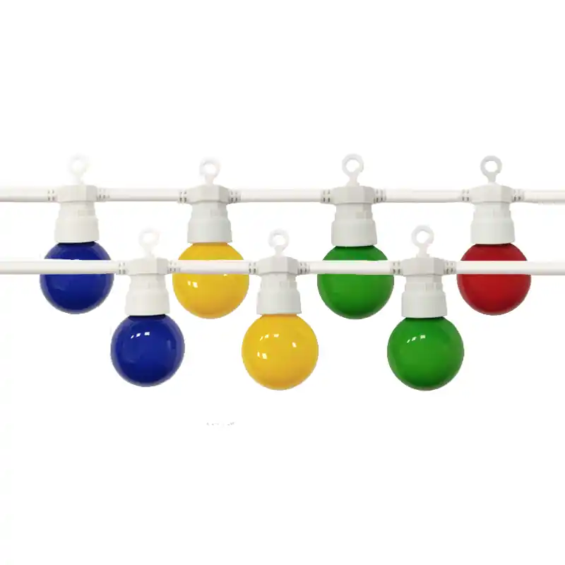 Guirlande Guinguette LED 13M 20pcs 6W IP65 Multicolore - Câble Blanc
