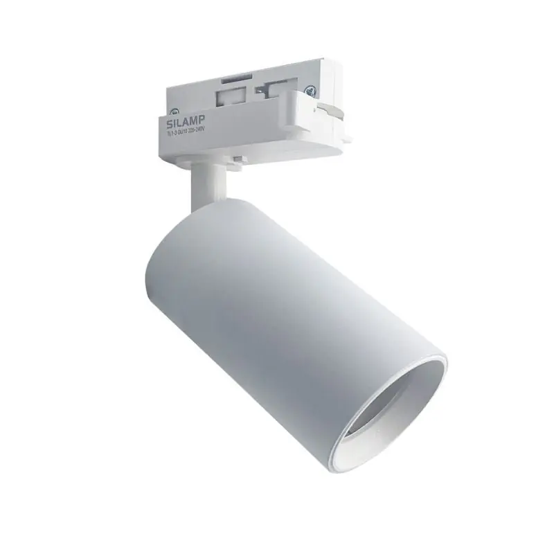Spot LED sur rail 80° Monophasé BLANC pour ampoule GU10