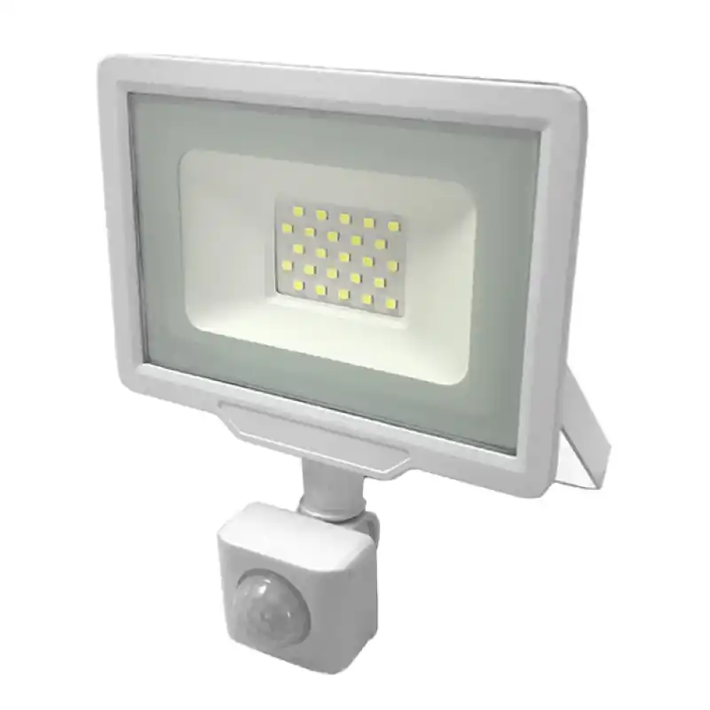 Projecteur LED Extérieur 20W IP65 BLANC avec Détecteur de Mouvement Crépusculaire