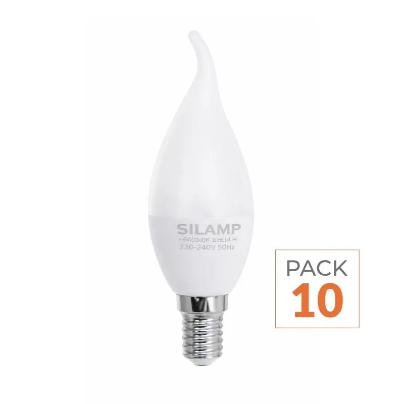 Ampoule LED E14 Flamme 8W 220V Ø38mm - Pack de 10