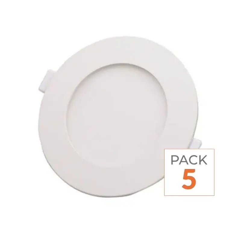 Spot LED Extra Plat Downlight Rond 6W Blanc - Pack de 5