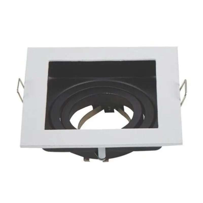 Support Spot Encastrable GU10 Orientable Carré Blanc\\/Noir