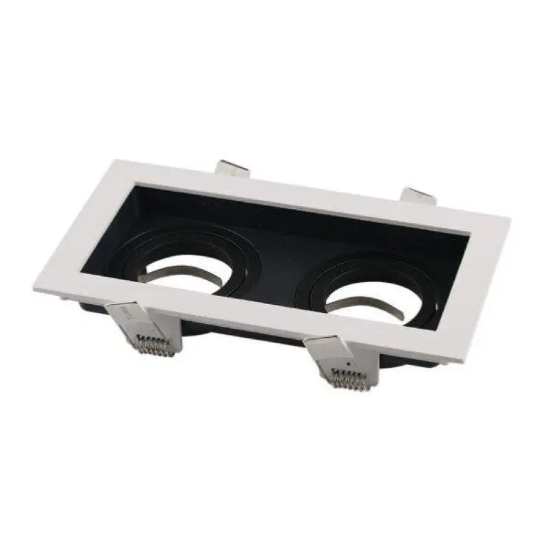 Support Spot GU10 Encastrable Orientable Double Projecteur Blanc\\/Noir