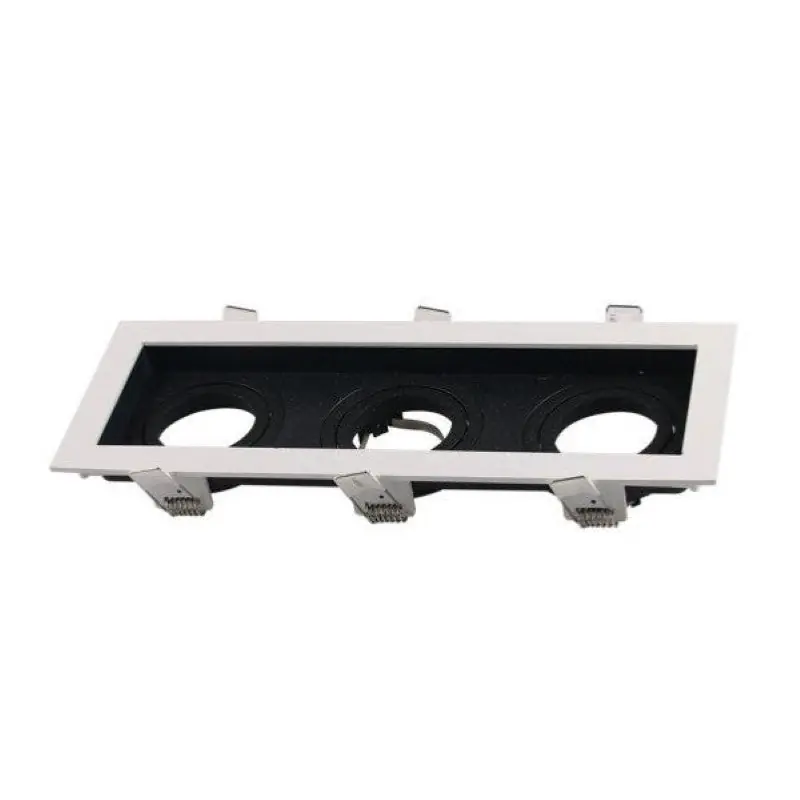 Support Spot GU10 Encastrable Orientable Triple Projecteur Blanc\\/Noir