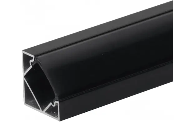 Profilé Aluminium Noir Angle 2m pour Ruban LED Couvercle Noir Opaque