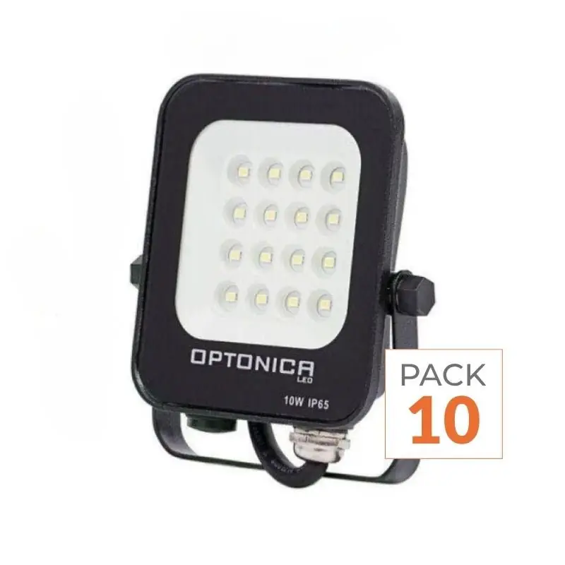 Projecteur LED Extérieur SMD 10W IP65 Noir - Pack de 10