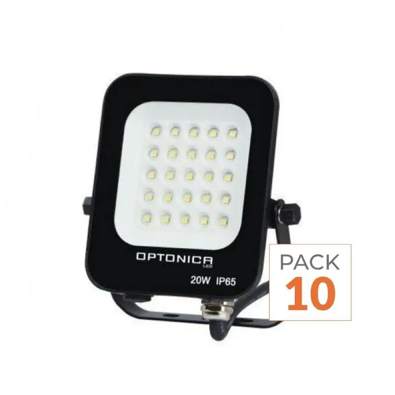 Projecteur LED Extérieur SMD 20W IP65 Noir - Pack de 10