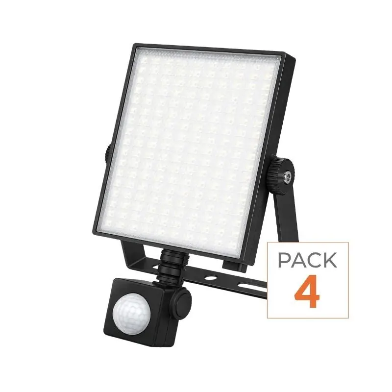 Projecteur LED Connecté WiFi RGBW 20W IP44 avec Détecteur de Mouvement (Lot de 4)