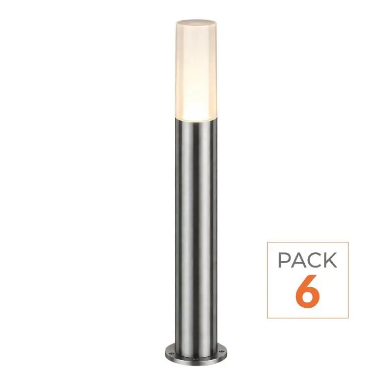 Borne Extérieure 60cm 220V IP65 ARGENT pour Ampoule E27 - Pack de 6