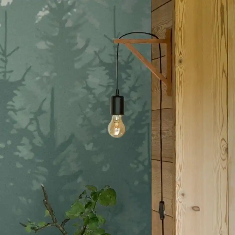 Applique Murale Bois Naturel 22cm pour Ampoule E27