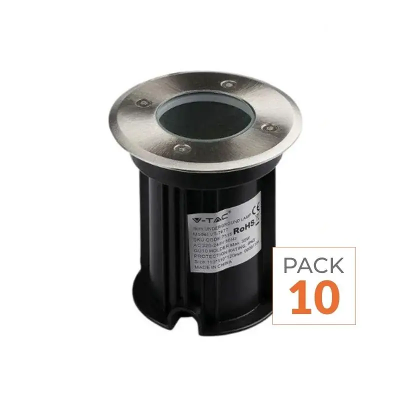Spot LED Extérieur Encastrable IP65 pour Ampoule GU10 - Pack de 10
