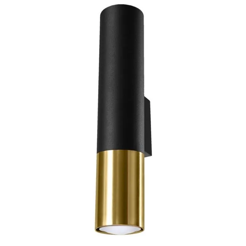 Applique Murale Noire Or pour 2 Ampoules GU10