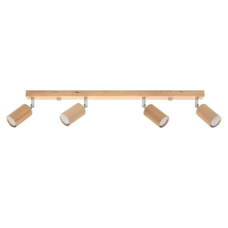 Plafonnier Bois Orientable pour 4 Ampoules GU10