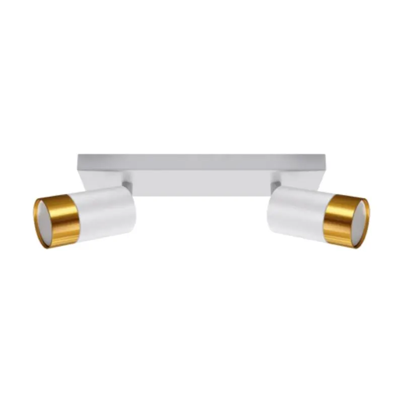 Plafonnier 2 Spots Orientables BLANC et OR pour Ampoule GU10