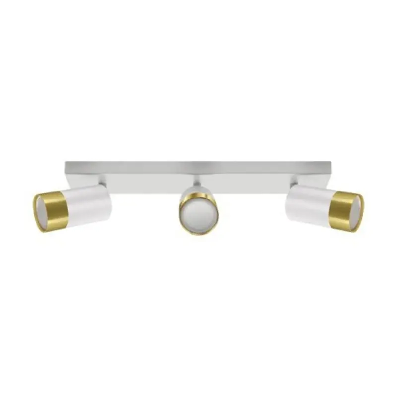 Plafonnier 3 Spots Orientables BLANC et OR pour Ampoule GU10