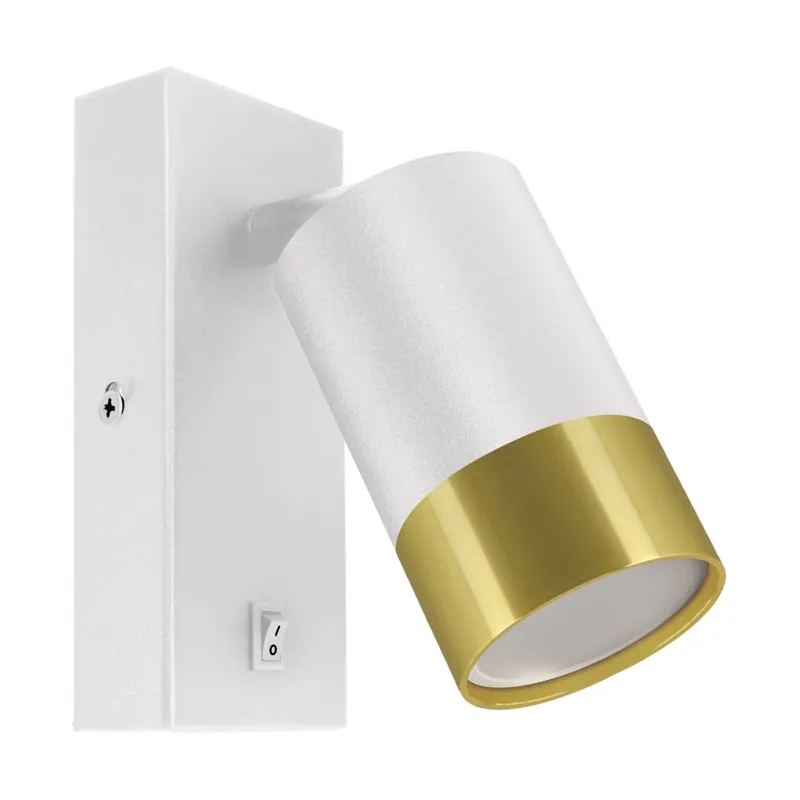 Applique Orientable avec Interrupteur BLANC et OR pour Ampoule GU10
