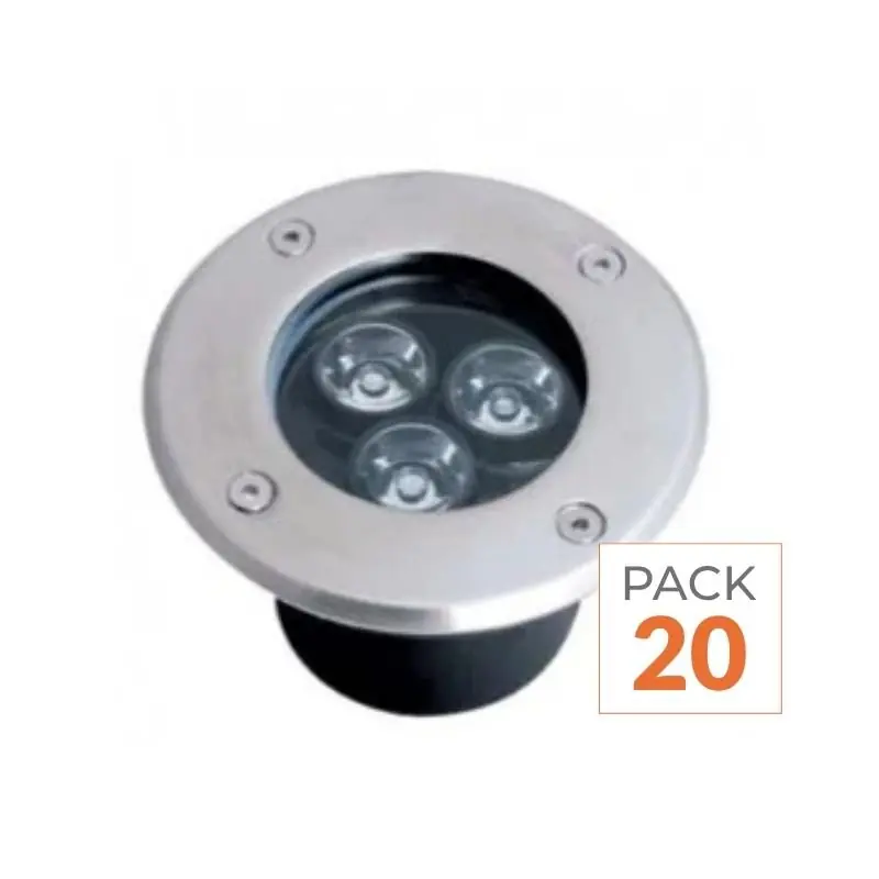 Spot LED Encastrable Extérieur IP65 220V Sol 3W 80° - Pack de 20