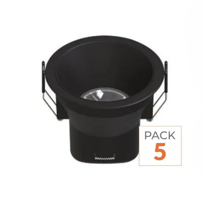 Spot LED Encastrable 9W IP44 Dimmable Noir CCT Ø85mm - 3000K\\/4000K\\/6500K - Pack de 5