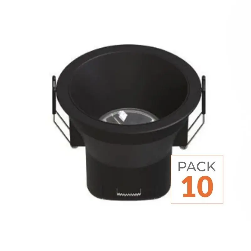 Spot LED Encastrable 9W IP44 Dimmable Noir CCT Ø85mm - 3000K\\/4000K\\/6500K - Pack de 10