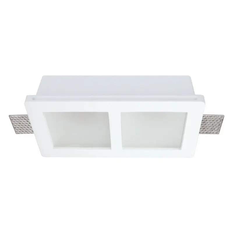 Support Spot GU10 Double LED Carré Blanc ø215mm + vitres opaques
