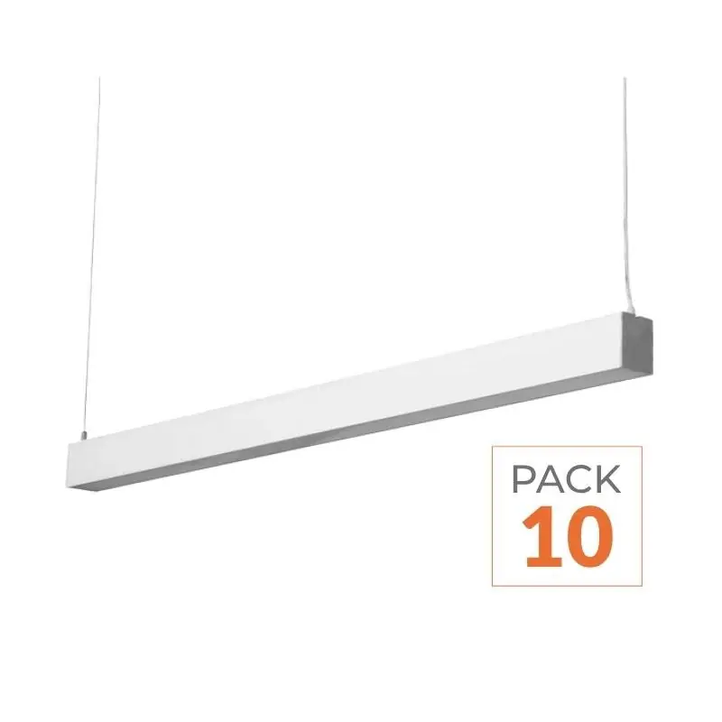 Pack de 10 - Réglette Suspendue LED Large 120cm 35W Blanc