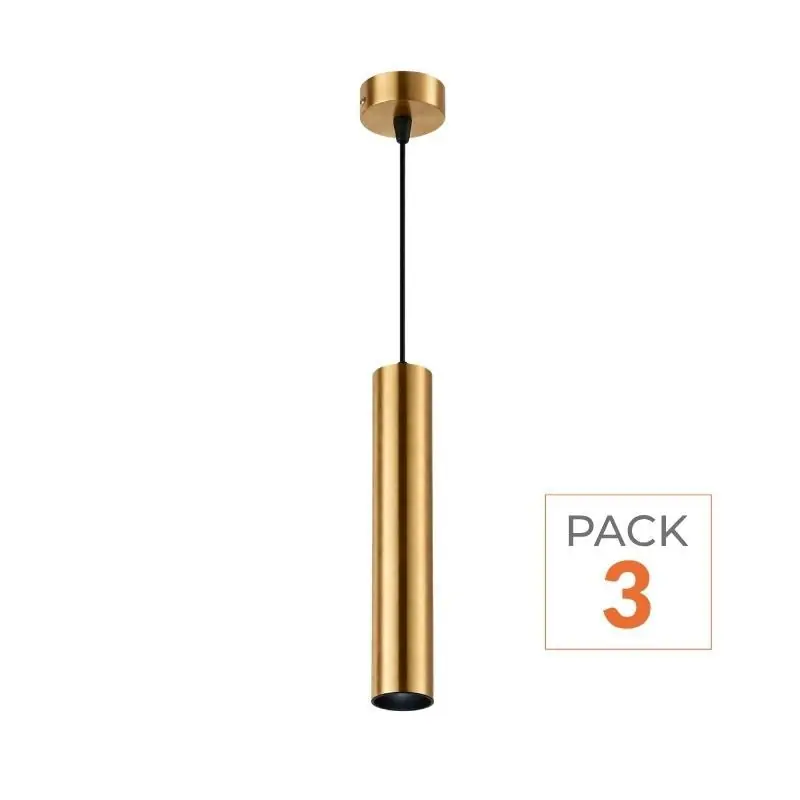Luminaire Suspendu GU10 IP20 30cm Doré - Pack de 3