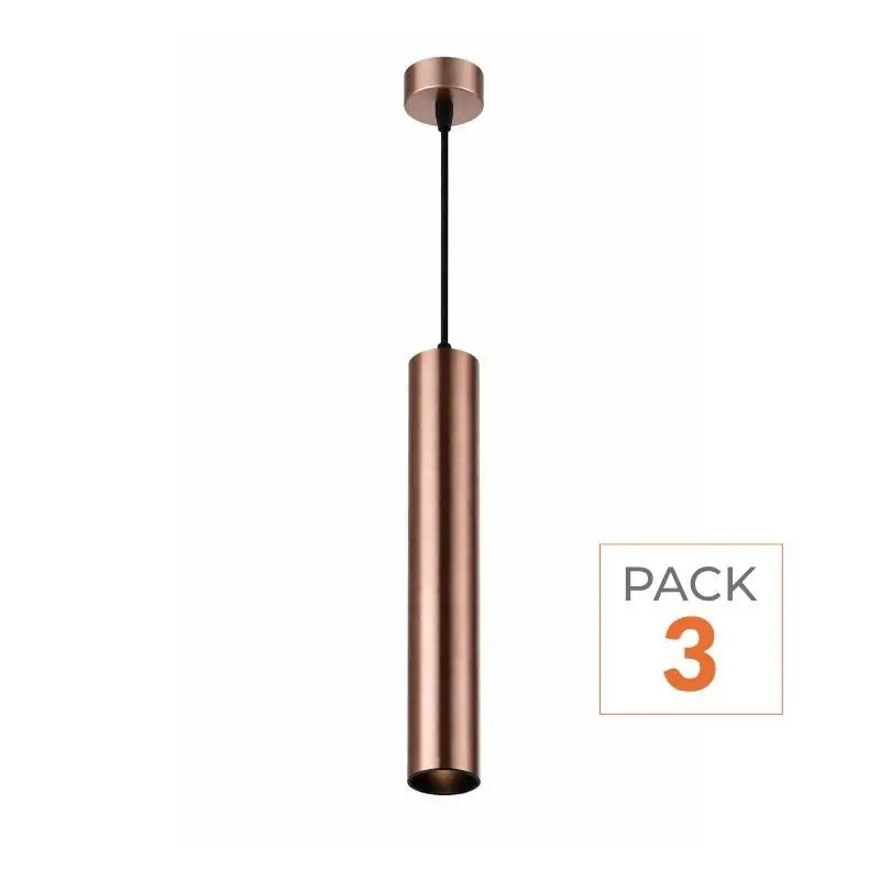 Luminaire Suspendu GU10 IP20 30cm Bronze - Pack de 3