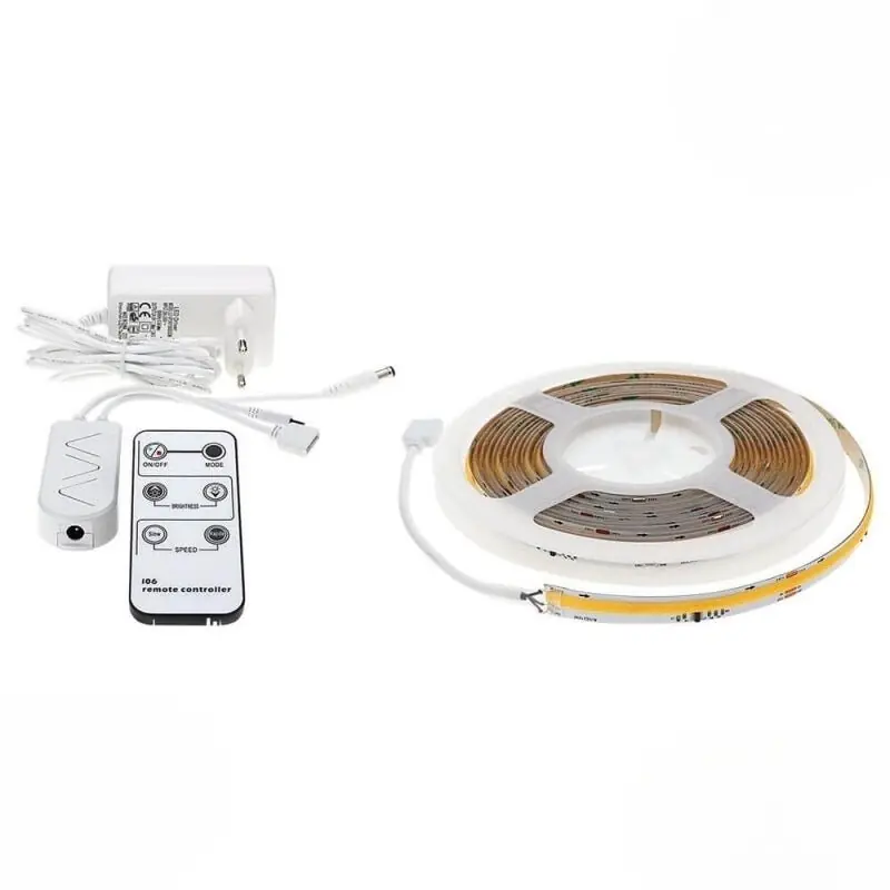 Ruban LED COB 5M Effet Dynamique 360LED\\/m 24V IP65 + Télécommande et Transformateur