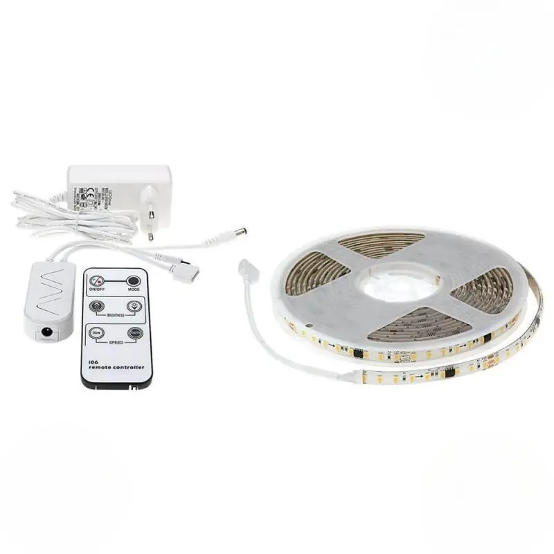 Ruban LED 5M Effet Dynamique 126LED\\/m 12V IP65 + Télécommande et Transformateur