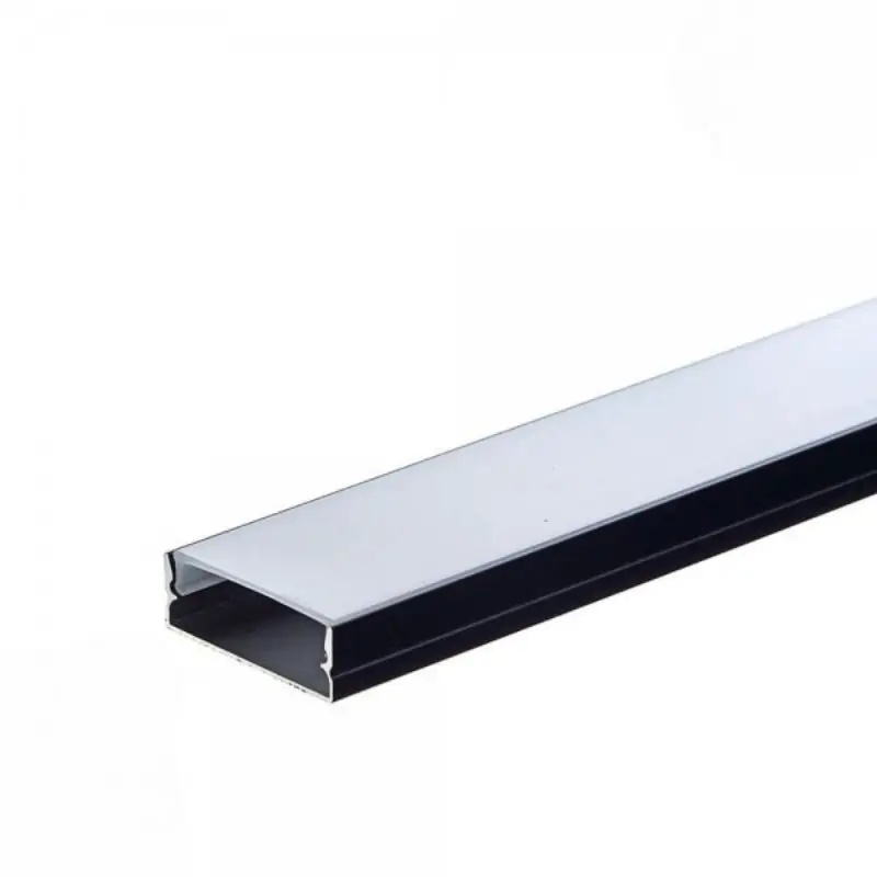 Profilé Aluminium Noir 2m avec Cache Opaque Blanc