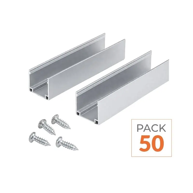 Support de Fixation Aluminium pour Néon LED Flexible 220V - Pack de 50