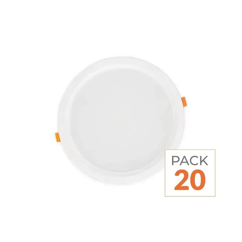 Spot LED Encastrable Plat Étanche 20W BLANC Transformateur Intégré - Pack de 20
