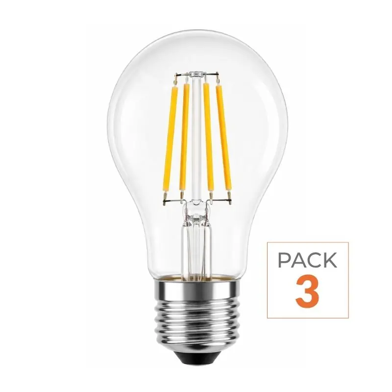Ampoules LED E27 A60 3.8W Filament Classe Énergétique A 210lm\\/W - Pack de 3